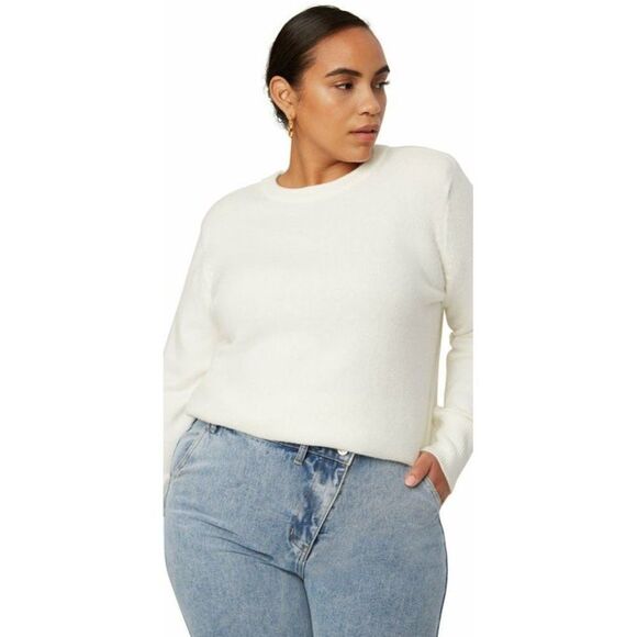 Danielle Bernstein Sweater Top White Stretchy Cozy Crewneck 2X NEW - Picture 7 of 8